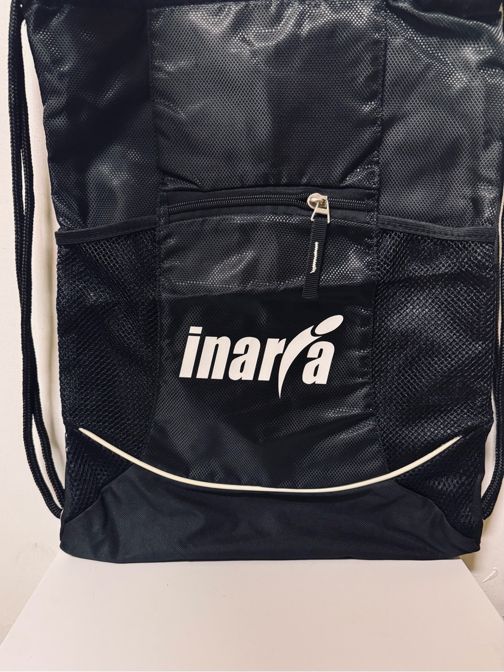 New Inaria Black Drawstring Gym Bag